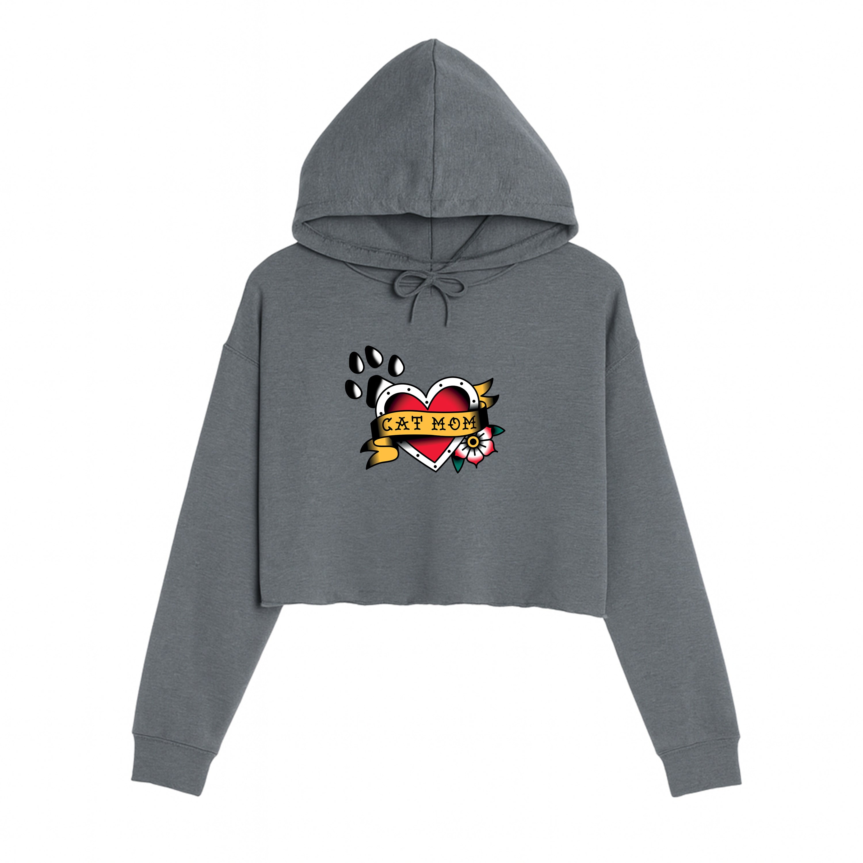 Women's | Tattoo Cat Mom | Crop Hoodie