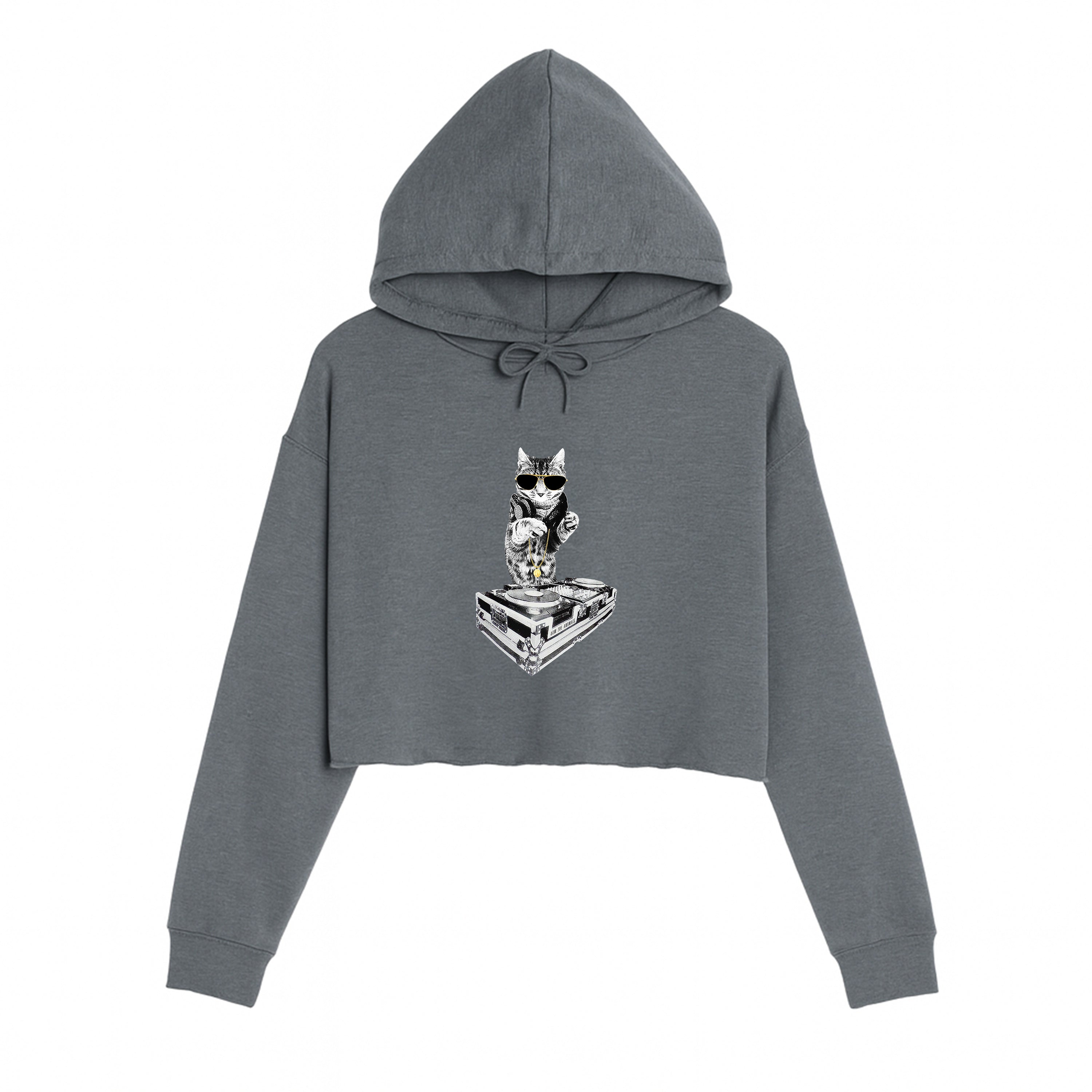 Women's | Bruce Kitty DJ | Crop Hoodie