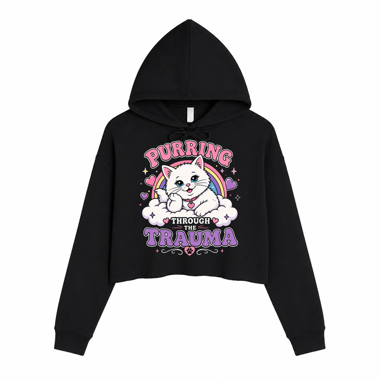 Women's | Purring Through Trauma | Crop Hoodie