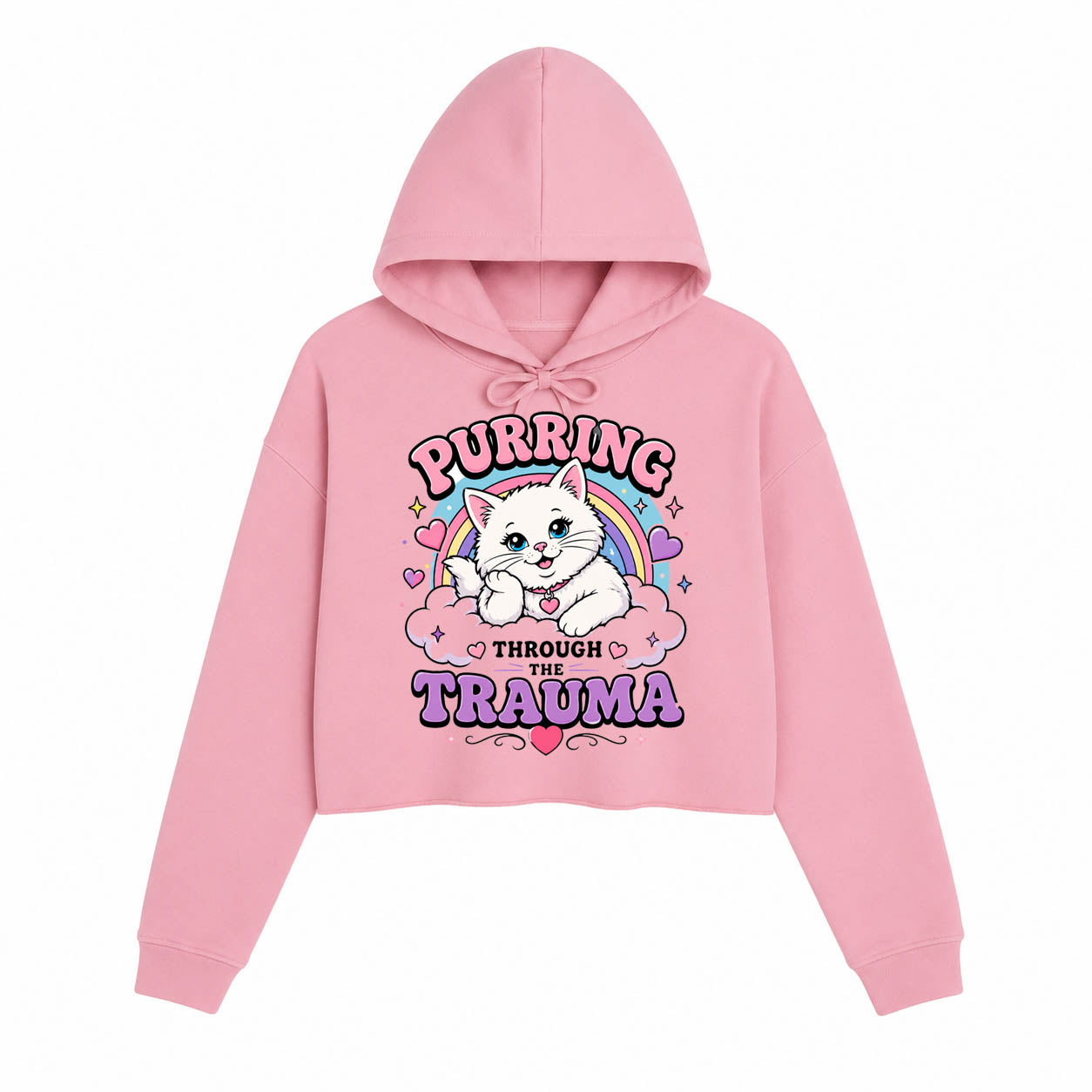 Women's | Purring Through The Trauma | Crop Hoodie