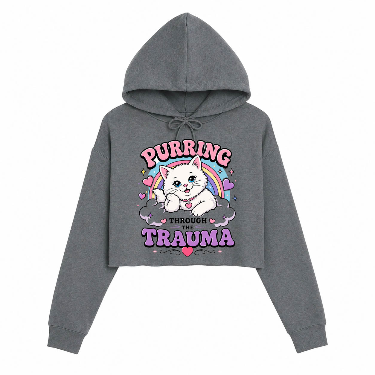 Women's | Purring Through Trauma | Crop Hoodie