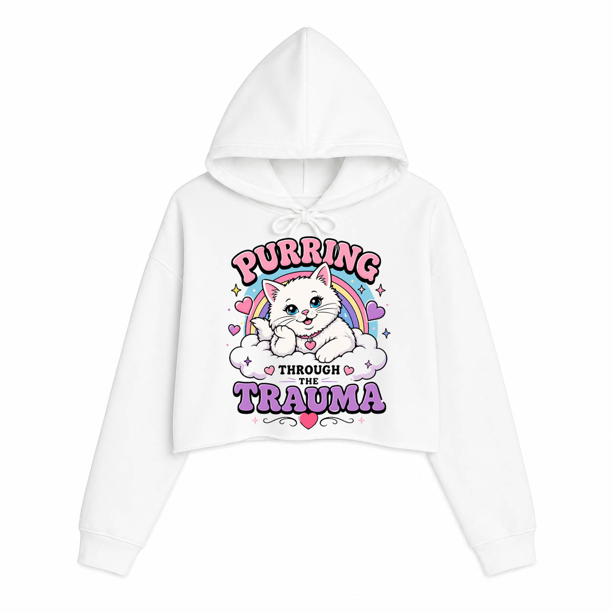 Women's | Purring Through Trauma | Crop Hoodie