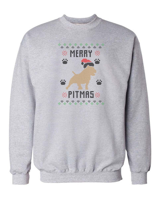 Unisex | Merry Pitmas | Crewneck Sweatshirt - Arm The Animals Clothing LLC