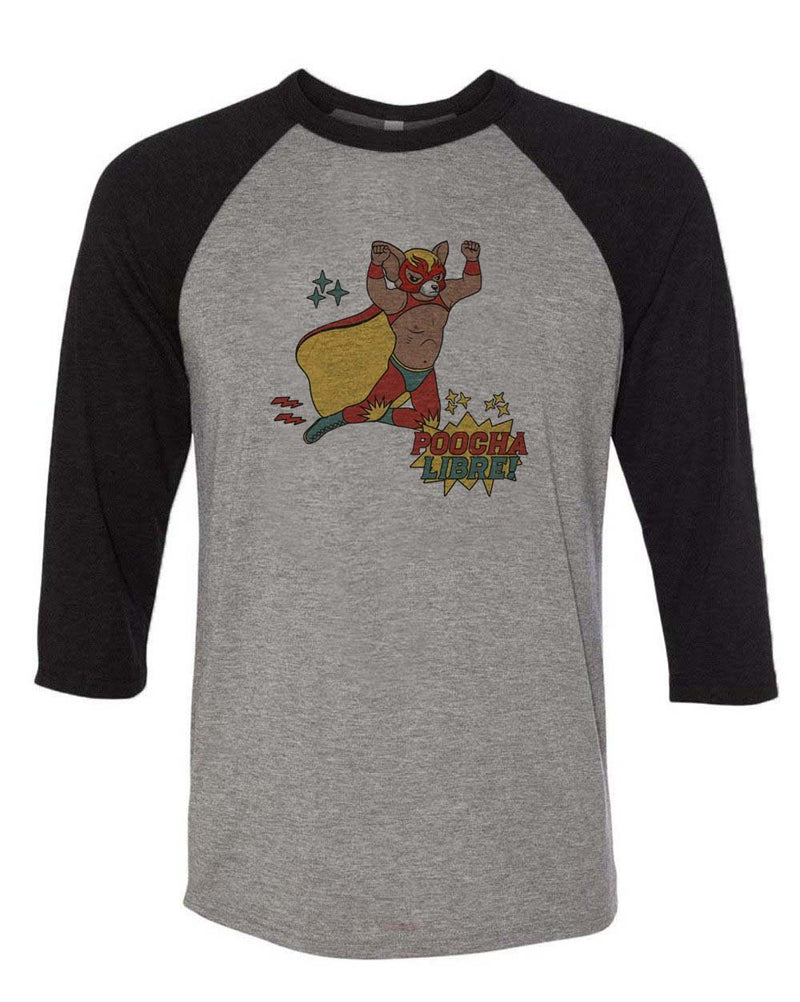 Load image into Gallery viewer, Unisex | Poocha Libre | 3/4 Sleeve Raglan - Arm The Animals Clothing LLC
