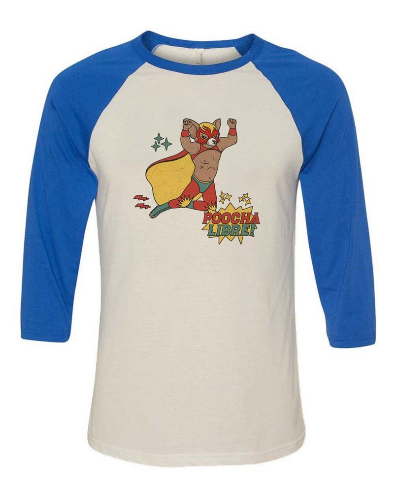 Load image into Gallery viewer, Unisex | Poocha Libre | 3/4 Sleeve Raglan - Arm The Animals Clothing LLC
