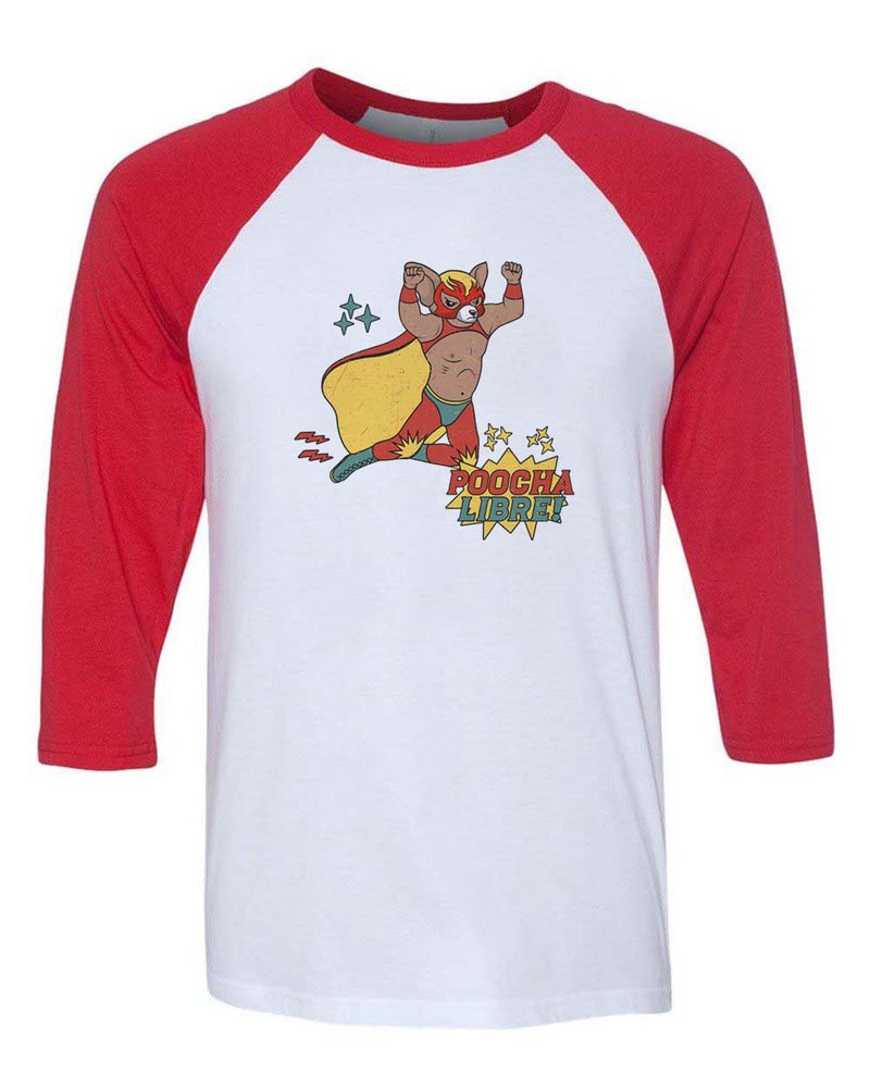 Load image into Gallery viewer, Unisex | Poocha Libre | 3/4 Sleeve Raglan - Arm The Animals Clothing LLC
