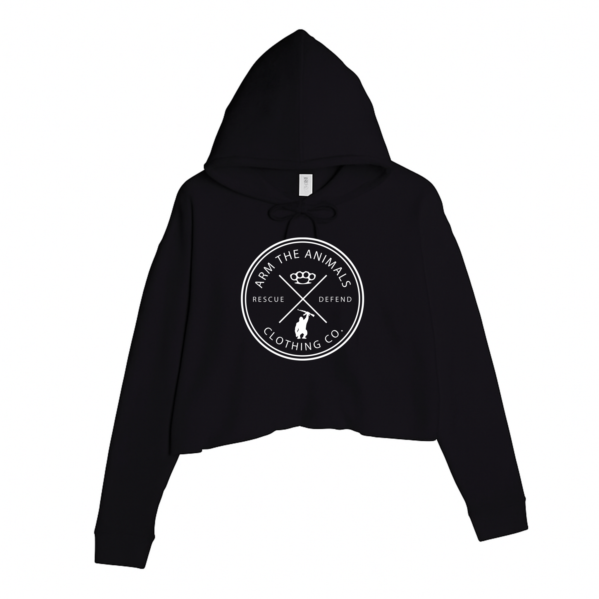 Women's | Rescue Knuckles Logo | Crop Hoodie - Arm The Animals Clothing LLC
