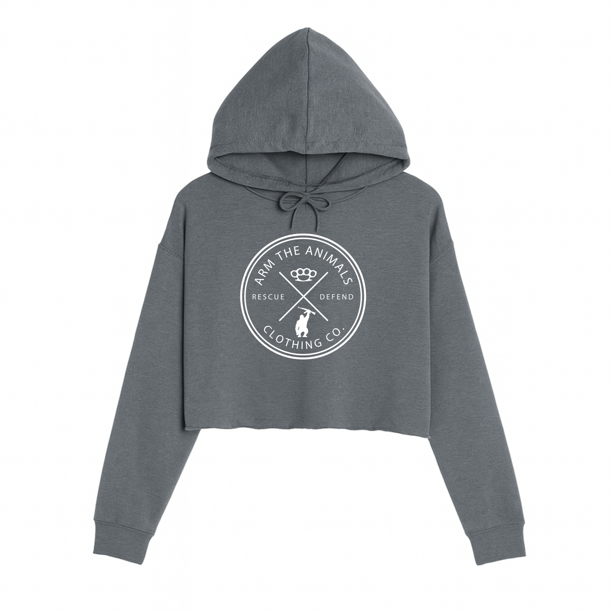 Women's | Rescue Knuckles Logo | Crop Hoodie - Arm The Animals Clothing LLC