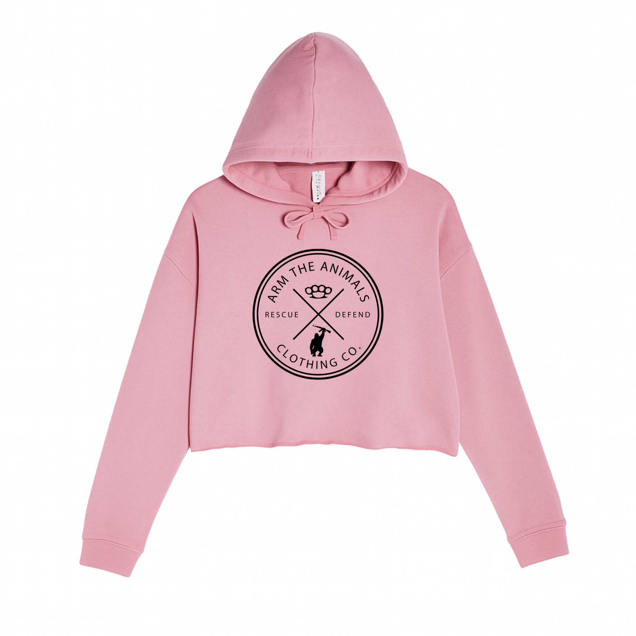 Women's | Rescue Knuckles Logo | Crop Hoodie - Arm The Animals Clothing LLC
