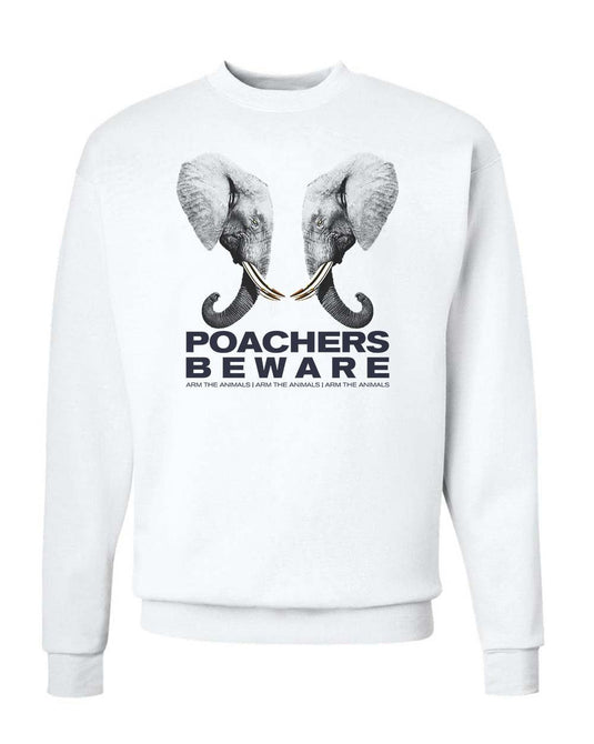 Unisex | Poachers Beware | Crewneck Sweatshirt - Arm The Animals Clothing Co.